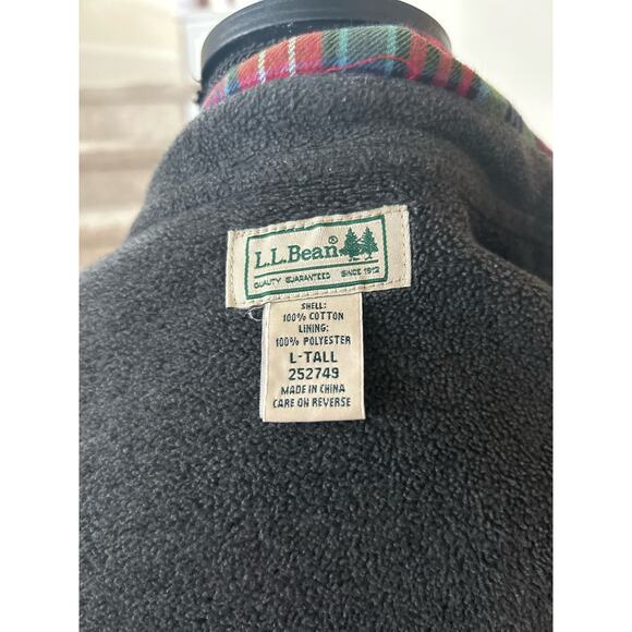 L.L. Bean Red, Green, Blue Plaid Fleece Lined Button Down (Large TALL) - Picture 6 of 7